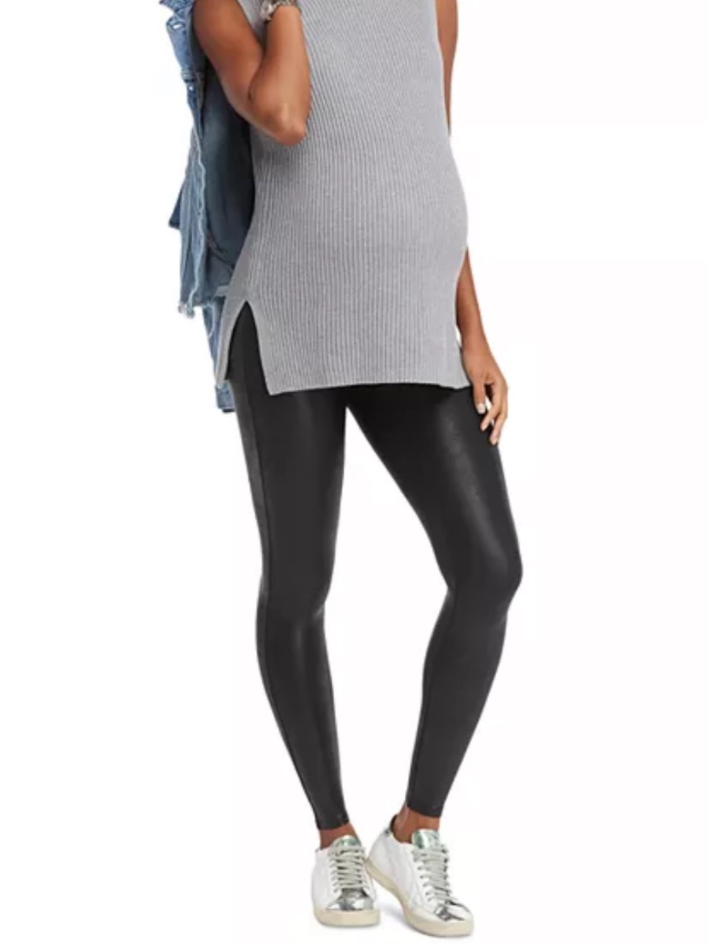 SPANX Maternity Black Faux Leather Legging